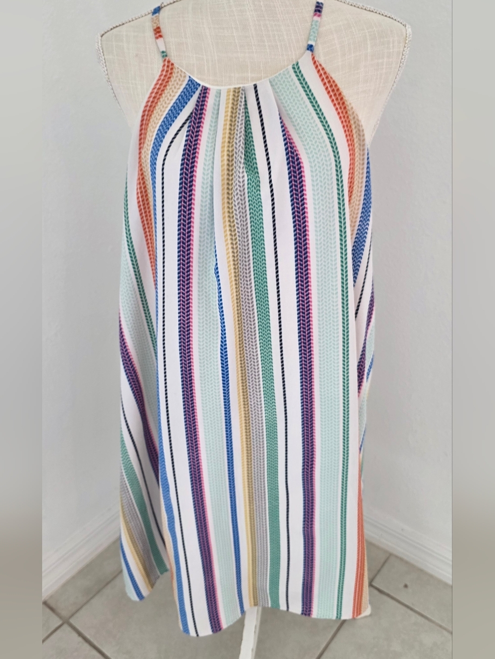 She + Sky Multicolor Striped Halter Dress